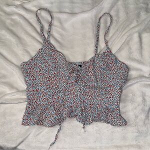 Floral Spaghetti Strap Crop Tank Top